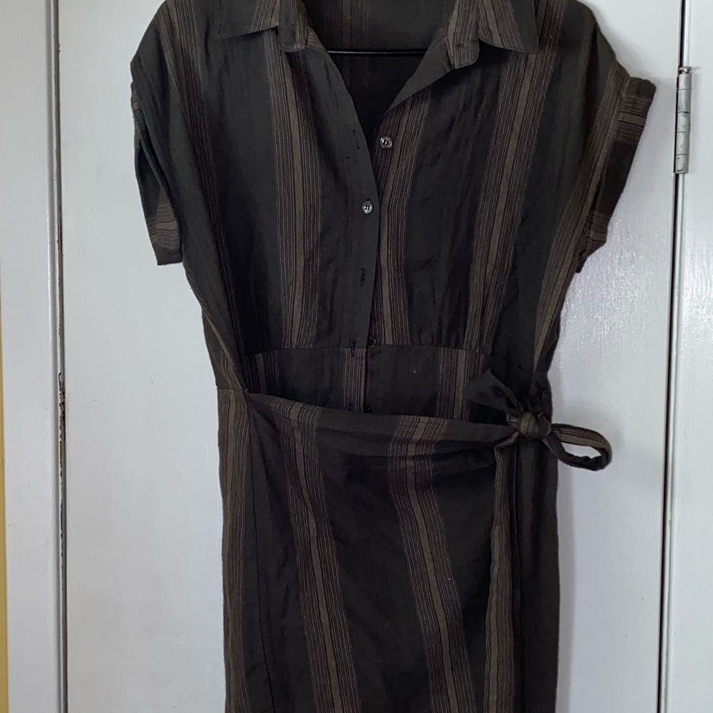 Dark green and pink striped wrap dress!